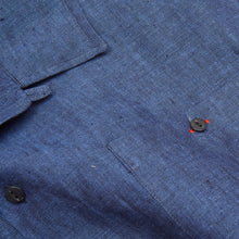Load image into Gallery viewer, Beswick 01 Denim Blue Linen Bowling Shirt