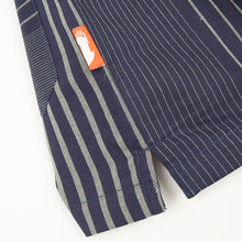 Load image into Gallery viewer, Camp 07 Irregular Stripe Navy Short Sleeve Cotton Poplin Bowling Shirt