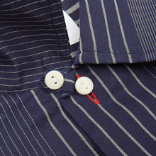 Load image into Gallery viewer, Camp 07 Irregular Stripe Navy Short Sleeve Cotton Poplin Bowling Shirt