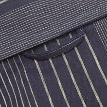 Load image into Gallery viewer, Camp 07 Irregular Stripe Navy Short Sleeve Cotton Poplin Bowling Shirt