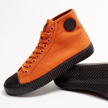 Load image into Gallery viewer, Joe & Co X Gola 05 Orange Canvas & Black Vulcanised Rubber Hi Top
