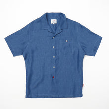 Load image into Gallery viewer, Beswick 03 Petrol Linen Bowling Shirt
