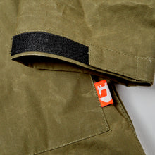 Load image into Gallery viewer, ASYEMMETRIC 2 OLIVE & BISCUIT DRY WAX COAT