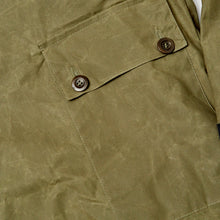 Load image into Gallery viewer, ASYEMMETRIC 2 OLIVE & BISCUIT DRY WAX COAT