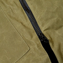 Load image into Gallery viewer, ASYEMMETRIC 2 OLIVE & BISCUIT DRY WAX COAT