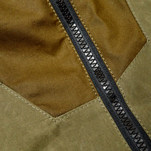 Load image into Gallery viewer, ASYEMMETRIC 2 OLIVE & BISCUIT DRY WAX COAT