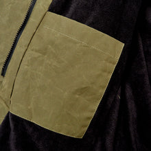 Load image into Gallery viewer, ASYEMMETRIC 2 OLIVE & BISCUIT DRY WAX COAT