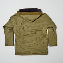 Load image into Gallery viewer, ASYEMMETRIC 2 OLIVE & BISCUIT DRY WAX COAT