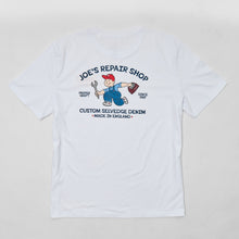 Load image into Gallery viewer, Joe's Repairs Embroidered and DTF print Organic Tshirt