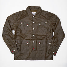 Load image into Gallery viewer, Arkwright 19 Water Repellent Wax Coated Dark Olive Cotton Over Shirt