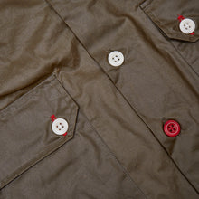 Load image into Gallery viewer, Arkwright 19 Water Repellent Wax Coated Dark Olive Cotton Over Shirt