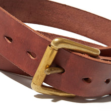 Load image into Gallery viewer, Philby 03 British veg tanned Dark Chestnut leather and brass belt