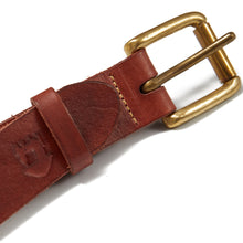 Load image into Gallery viewer, Philby 03 British veg tanned Dark Chestnut leather and brass belt