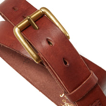 Load image into Gallery viewer, Philby 03 British veg tanned Dark Chestnut leather and brass belt