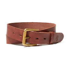 Load image into Gallery viewer, Philby 03 British veg tanned Dark Chestnut leather and brass belt
