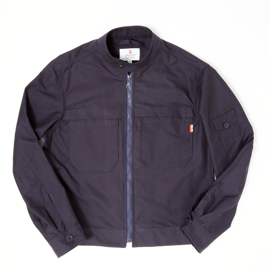 Crossley 2 Nanosphere®️Coated Cotton Twill Navy Biker Jacket