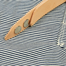 Load image into Gallery viewer, Jack 02 Navy Yarn Dyed Railroad Stripe Cotton & British Leather Apron
