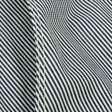 Load image into Gallery viewer, Jack 02 Navy Yarn Dyed Railroad Stripe Cotton & British Leather Apron