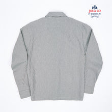 Load image into Gallery viewer, Chadwick 02 navy cotton railroad stripe potters over shirts