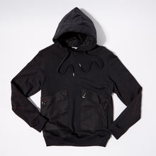 Load image into Gallery viewer, Holt 02 Dark Black Knitted Loopback Hooded Sweatshirt
