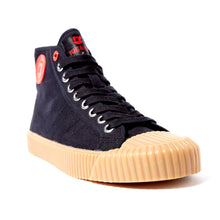 Load image into Gallery viewer, Joe & Co X Gola 01 Black Canvas & Vulcanised Gum Rubber Hi Top
