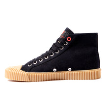 Load image into Gallery viewer, Joe & Co X Gola 01 Black Canvas & Vulcanised Gum Rubber Hi Top