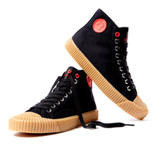 Load image into Gallery viewer, Joe & Co X Gola 01 Black Canvas & Vulcanised Gum Rubber Hi Top
