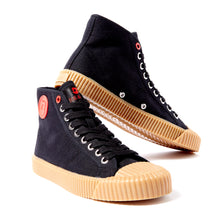 Load image into Gallery viewer, Joe & Co X Gola 01 Black Canvas & Vulcanised Gum Rubber Hi Top