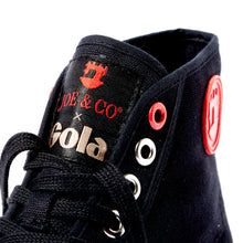 Load image into Gallery viewer, Joe & Co X Gola 01 Black Canvas & Vulcanised Gum Rubber Hi Top
