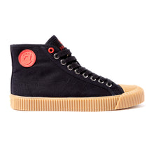 Load image into Gallery viewer, Joe & Co X Gola 01 Black Canvas & Vulcanised Gum Rubber Hi Top