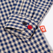 Load image into Gallery viewer, Albert 2 Navy &amp; Putty Gingham Ghost Check Penny Round Shirt
