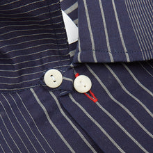 Load image into Gallery viewer, Camp 07 Irregular Stripe Navy Short Sleeve Cotton Poplin Bowling Shirt
