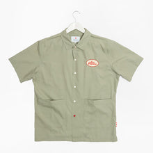 Load image into Gallery viewer, Joe&#39;s Repairs 1 Embroidered Garage Short Sleeve Sage Cotton Poplin Shirt
