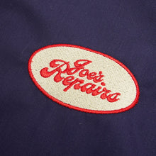 Load image into Gallery viewer, Joe&#39;s Repairs 2 Embroidered Garage Short Sleeve Navy Cotton Poplin Shirt
