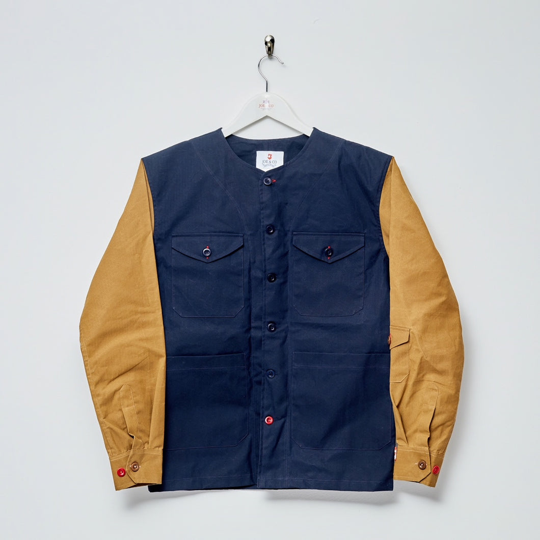 Baines 15 Navy - Biscuit Dry Wax Water Repellent Honeycomb Ripstop Over Shirt  