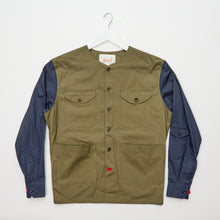 Load image into Gallery viewer, Baines 21 Khaki / Navy Luxury Cotton Poplin Over Shirt
