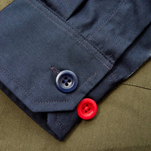 Load image into Gallery viewer, Baines 21 Khaki / Navy Luxury Cotton Poplin Over Shirt
