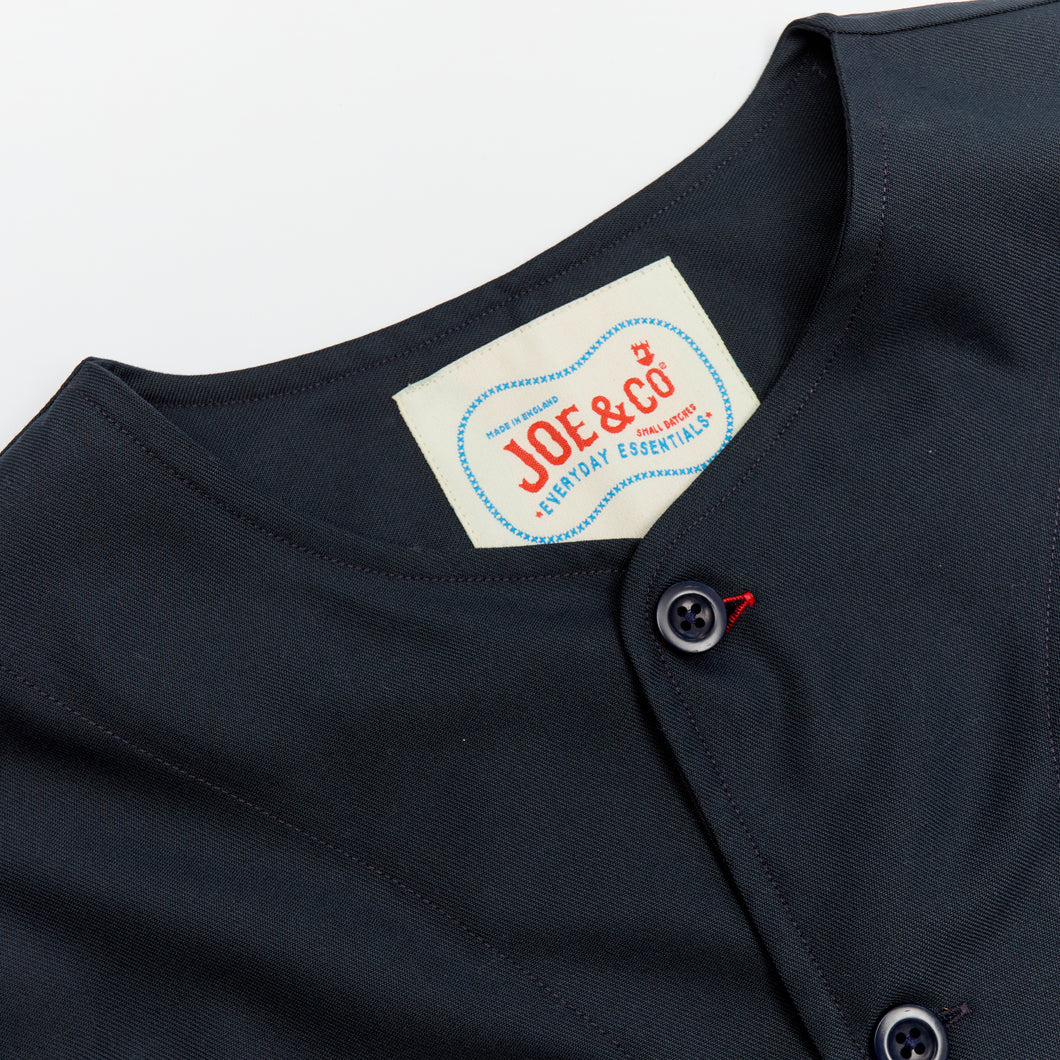 Baines 19 Dark Navy Blue Mixed Cotton Over Shirt