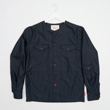 Load image into Gallery viewer, Baines 19 Dark Navy Blue Mixed Cotton Over Shirt
