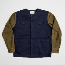 Load image into Gallery viewer, Baines 24 Navy/ Khaki Luxury Cotton Poplin Over Shirt
