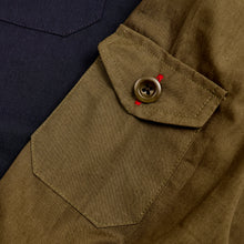 Load image into Gallery viewer, Baines 24 Navy/ Khaki Luxury Cotton Poplin Over Shirt
