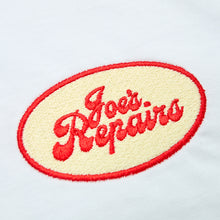Load image into Gallery viewer, Joe&#39;s Repairs Embroidered and DTF print Organic Tshirt
