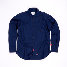 Load image into Gallery viewer, Talbot 04 navy cotton poplin penny round work shirt
