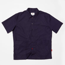 Load image into Gallery viewer, Camp 01 Bowling Short Sleeve Navy Cotton Poplin Bowling Shirt

