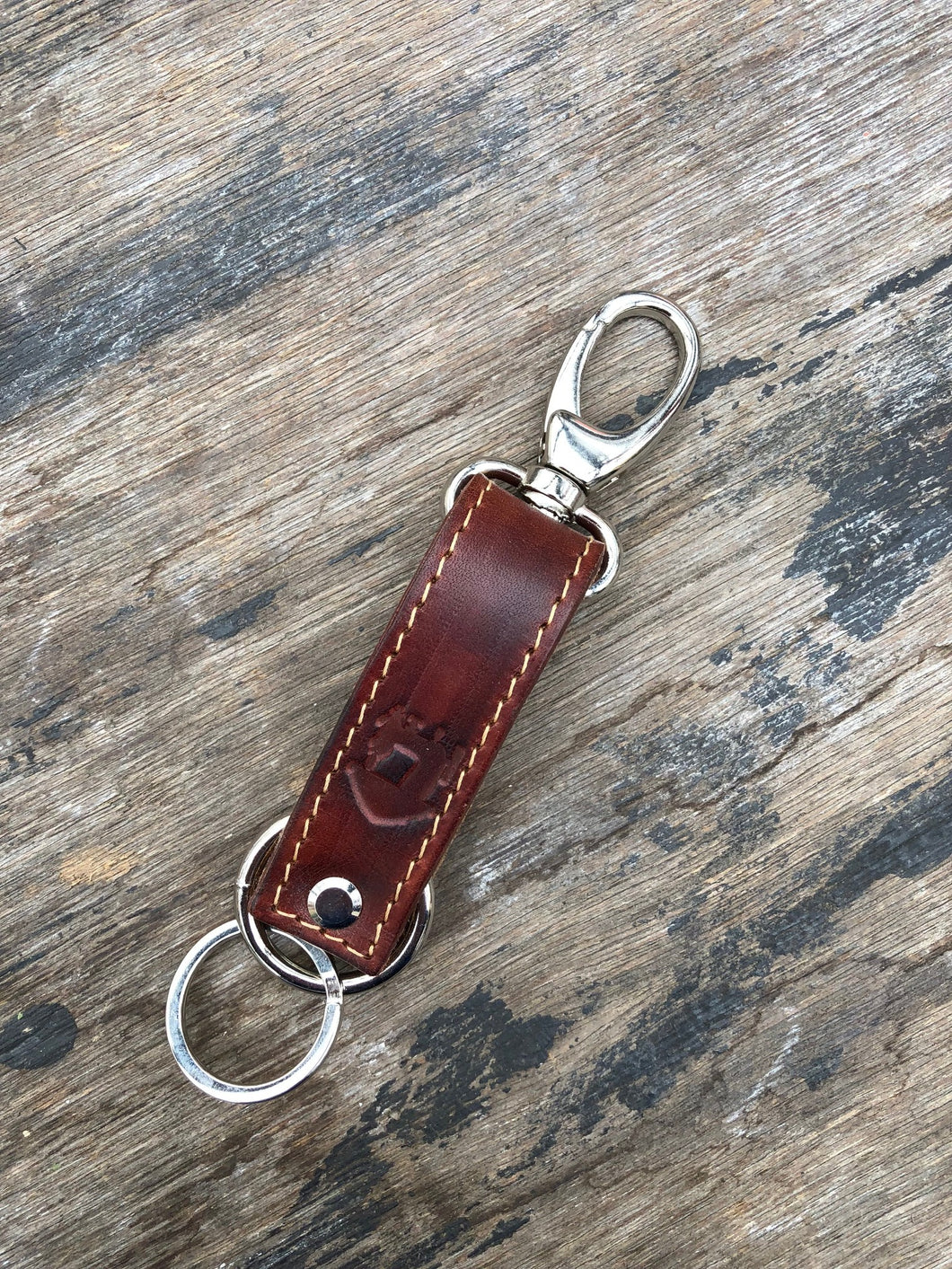Veg tanned leather key ring