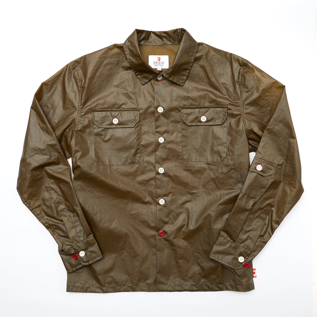 Paxton 29 Water Repellent Wax Coated Dark Olive Cotton Over Shirt