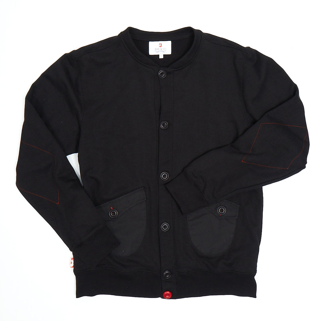 Val 03 Jet Black Knitted Loopback Cardigan