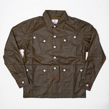 Load image into Gallery viewer, Arkwright 19 Water Repellent Wax Coated Dark Olive Cotton Over Shirt
