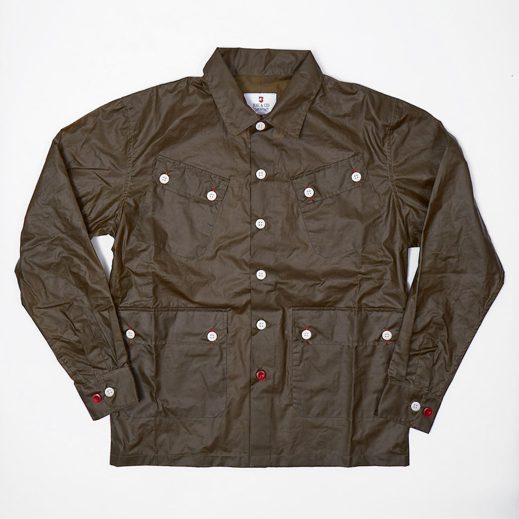 Arkwright 19 Water Repellent Wax Coated Dark Olive Cotton Over Shirt
