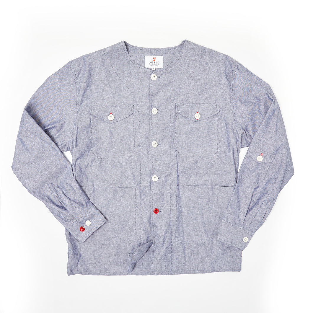 Baines 07 Pale Blue Chambray Cotton Over Shirt